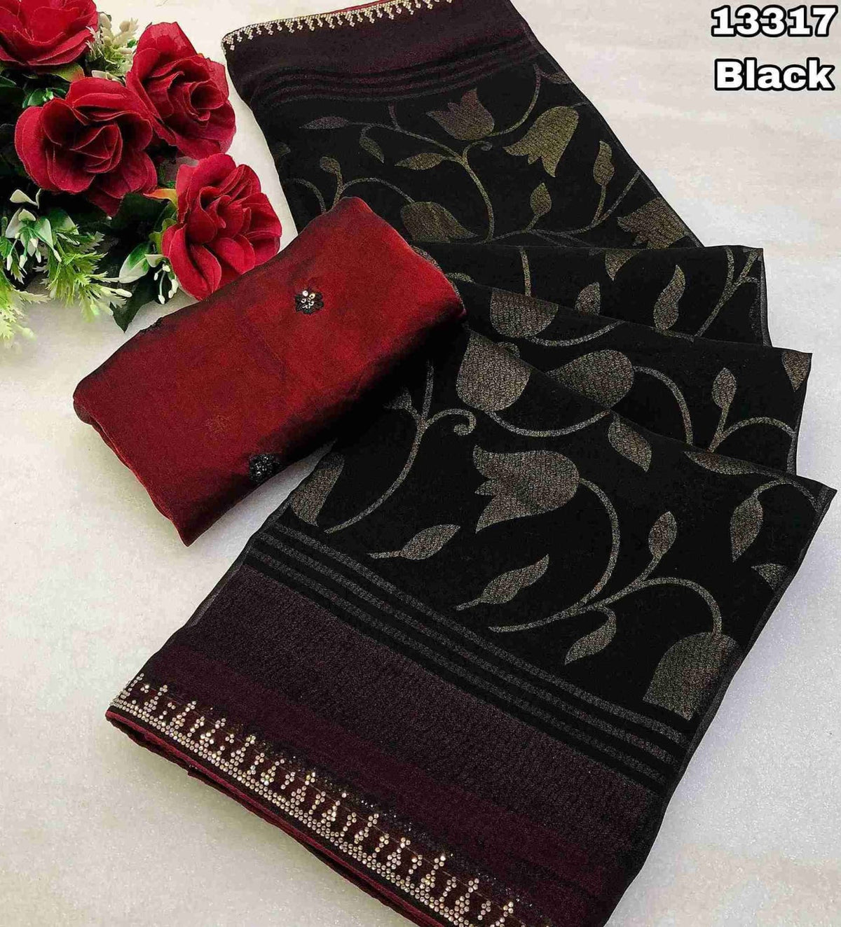 Georgette fool print floral 🌺 design saree✨