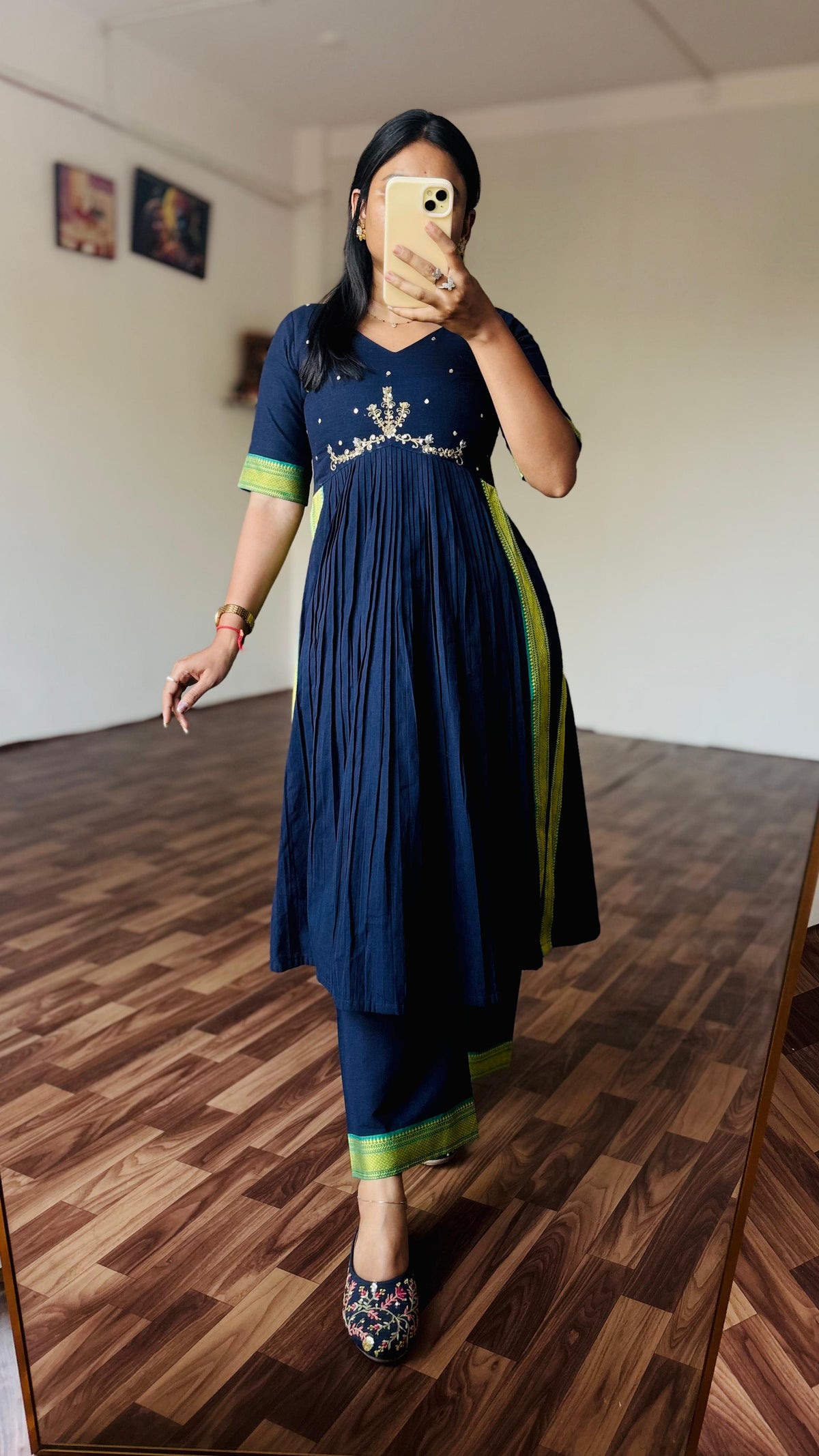 Mangalagiri handloom designer kurta-pant set