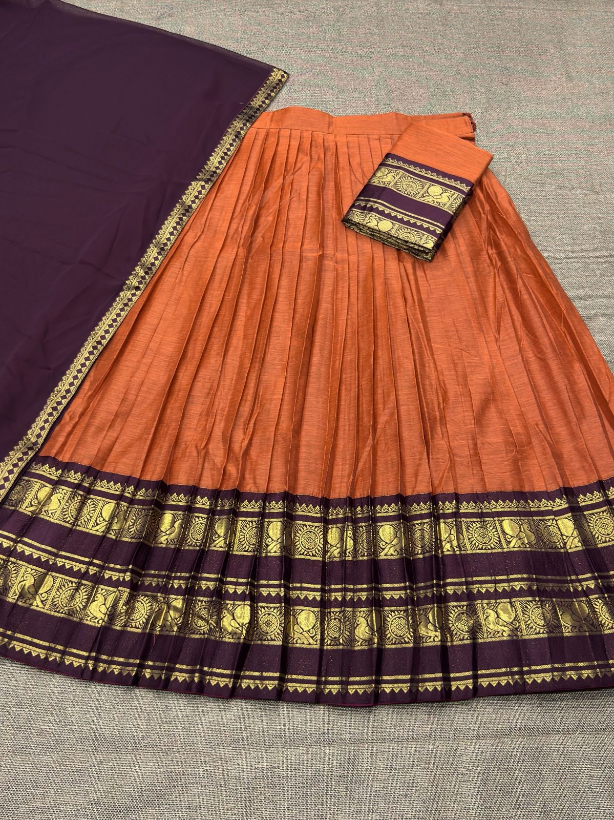 Vintage look kanjivaram silk lehengas