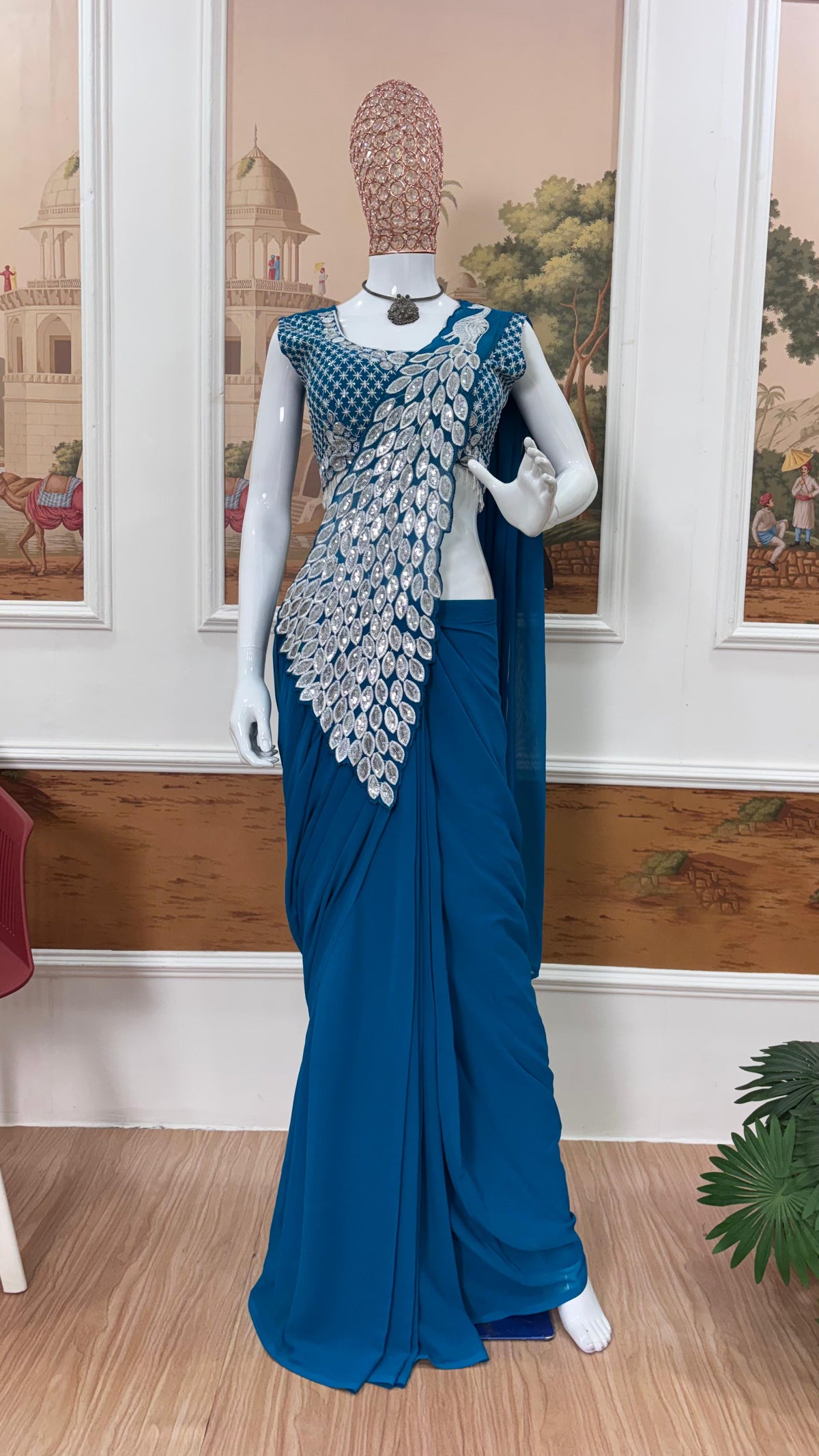 peacock design 1 min saree