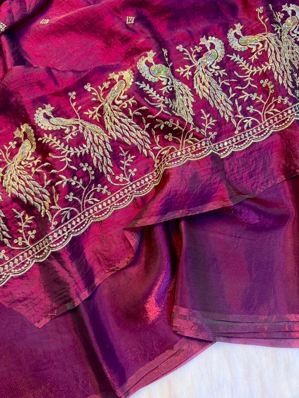 Peacock Two tone heavy space silk sarees