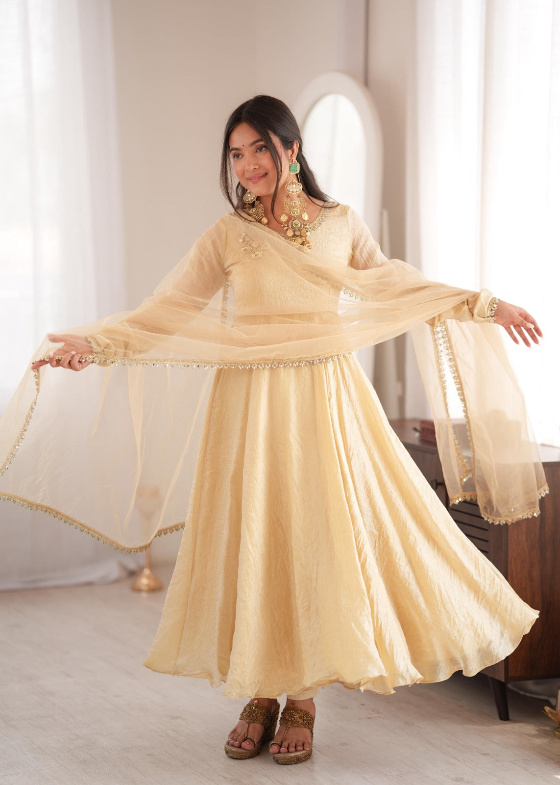 Crush mirror work anarkali suit ✨