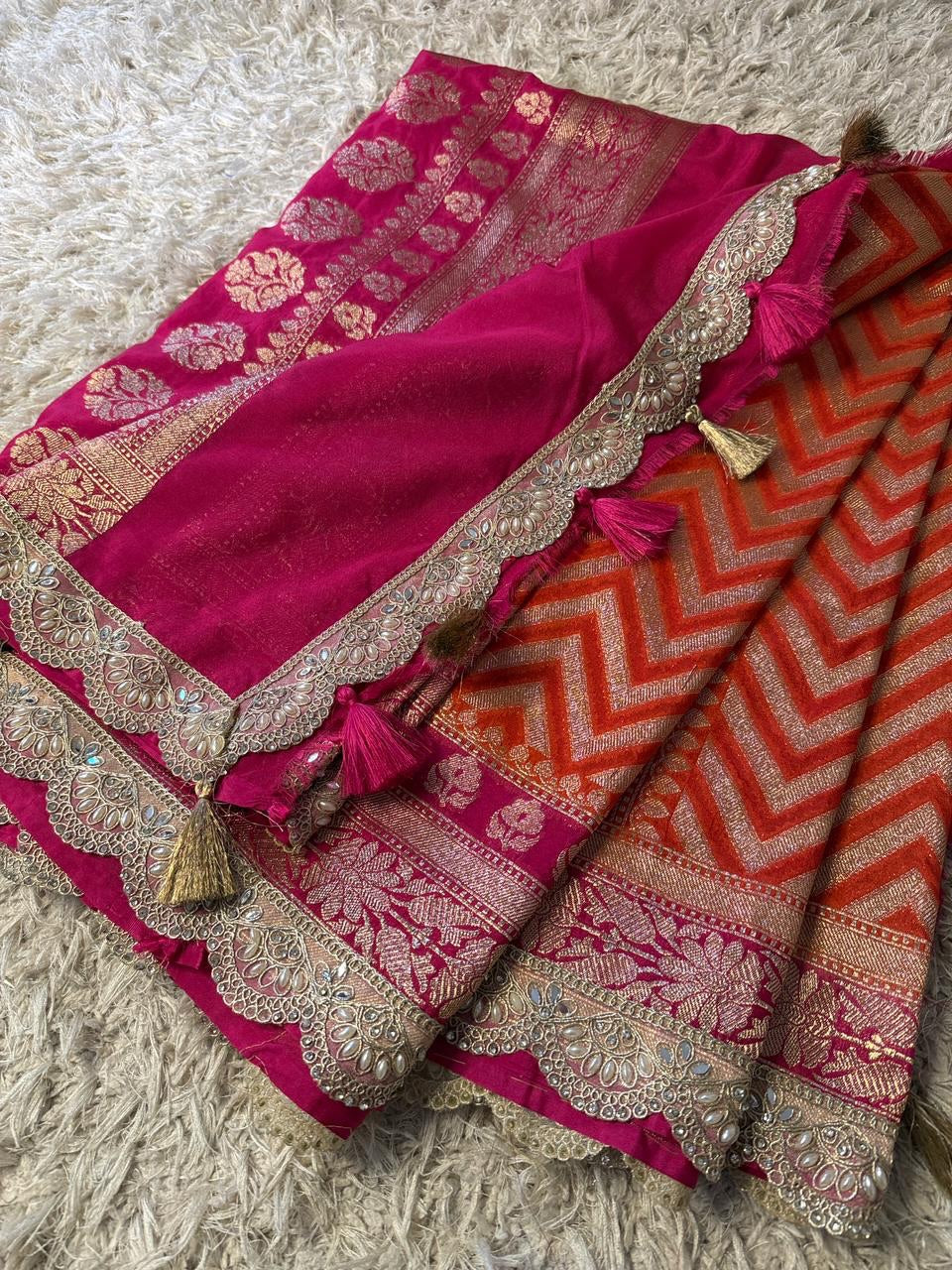 Benaresi khaddi georgette silk saree ✨