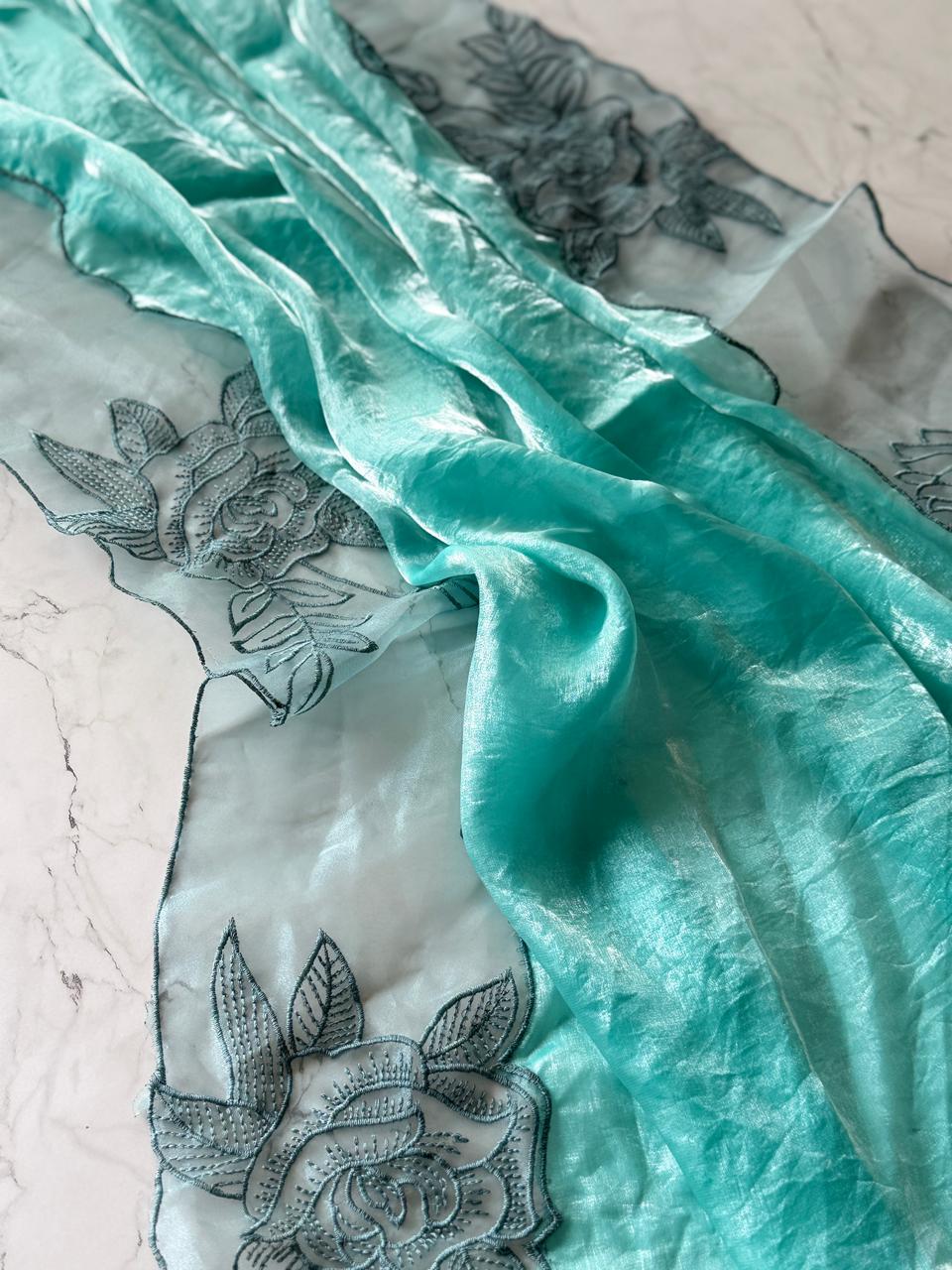 Applique work space silk saree