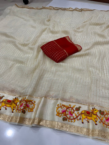 Viscose georgette pichwai digital print saree ✨