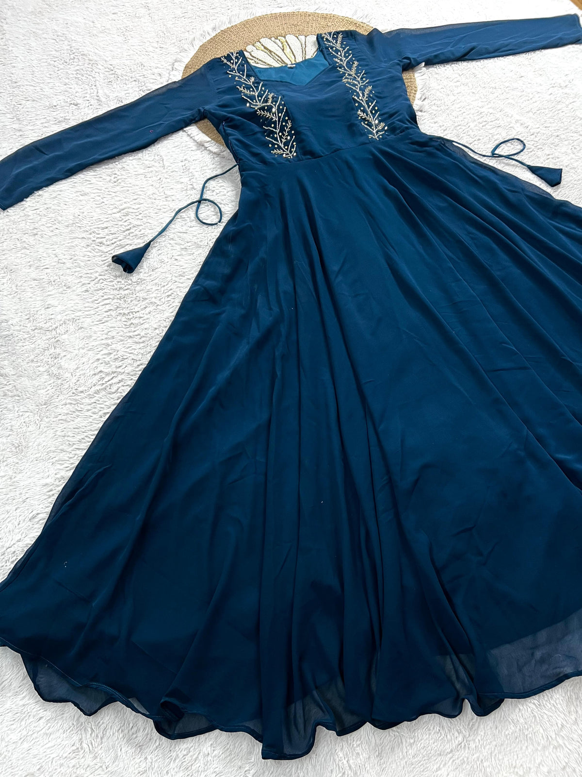 Blooming georgette maggam work gown