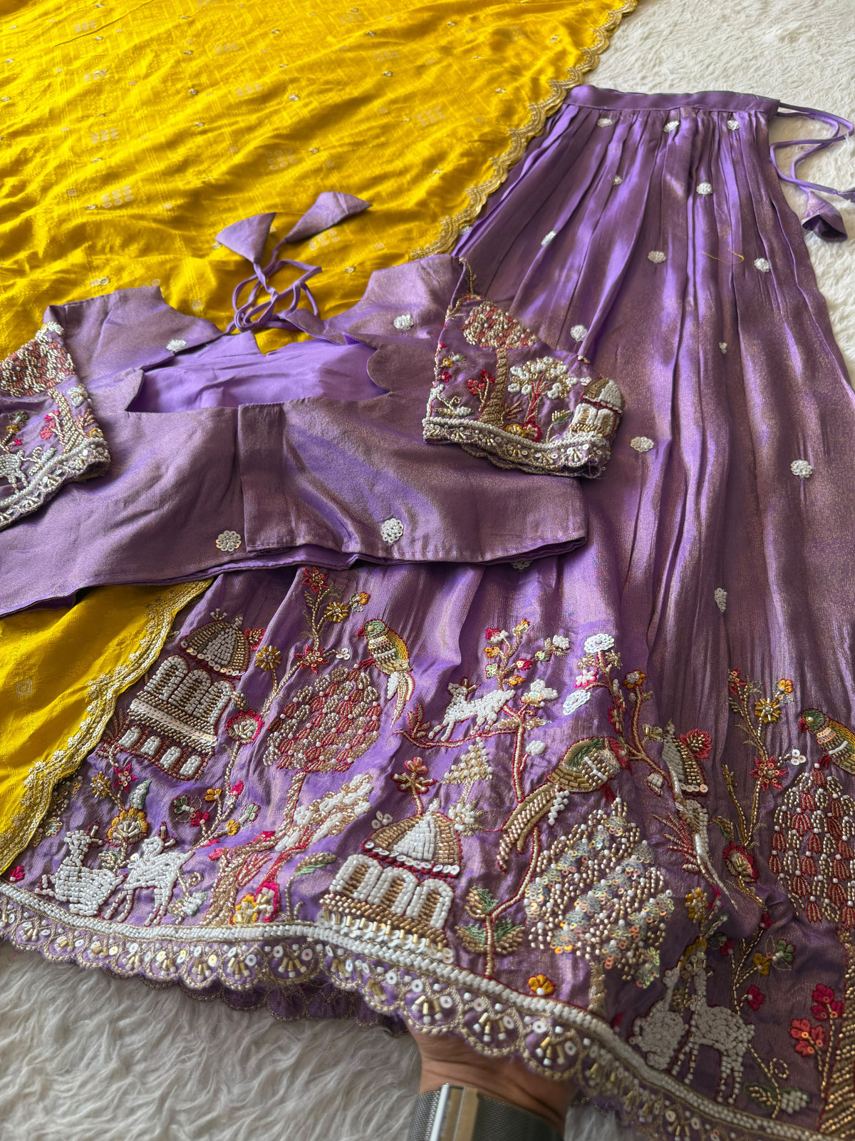 Viscose tissue fully stitched lehenga