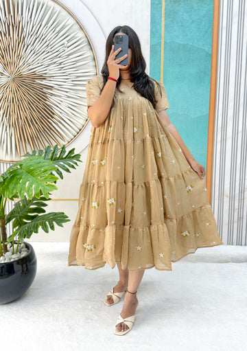 Mull cotton chenderi midi gown