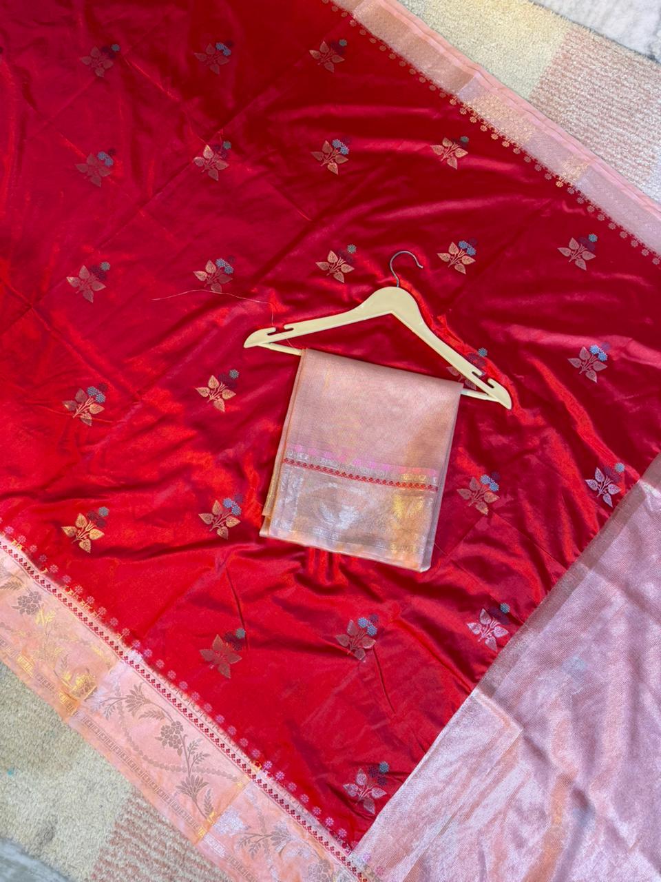 Banarasi Beautiful Premium Minakari Raw Mango Silk Soft Saree