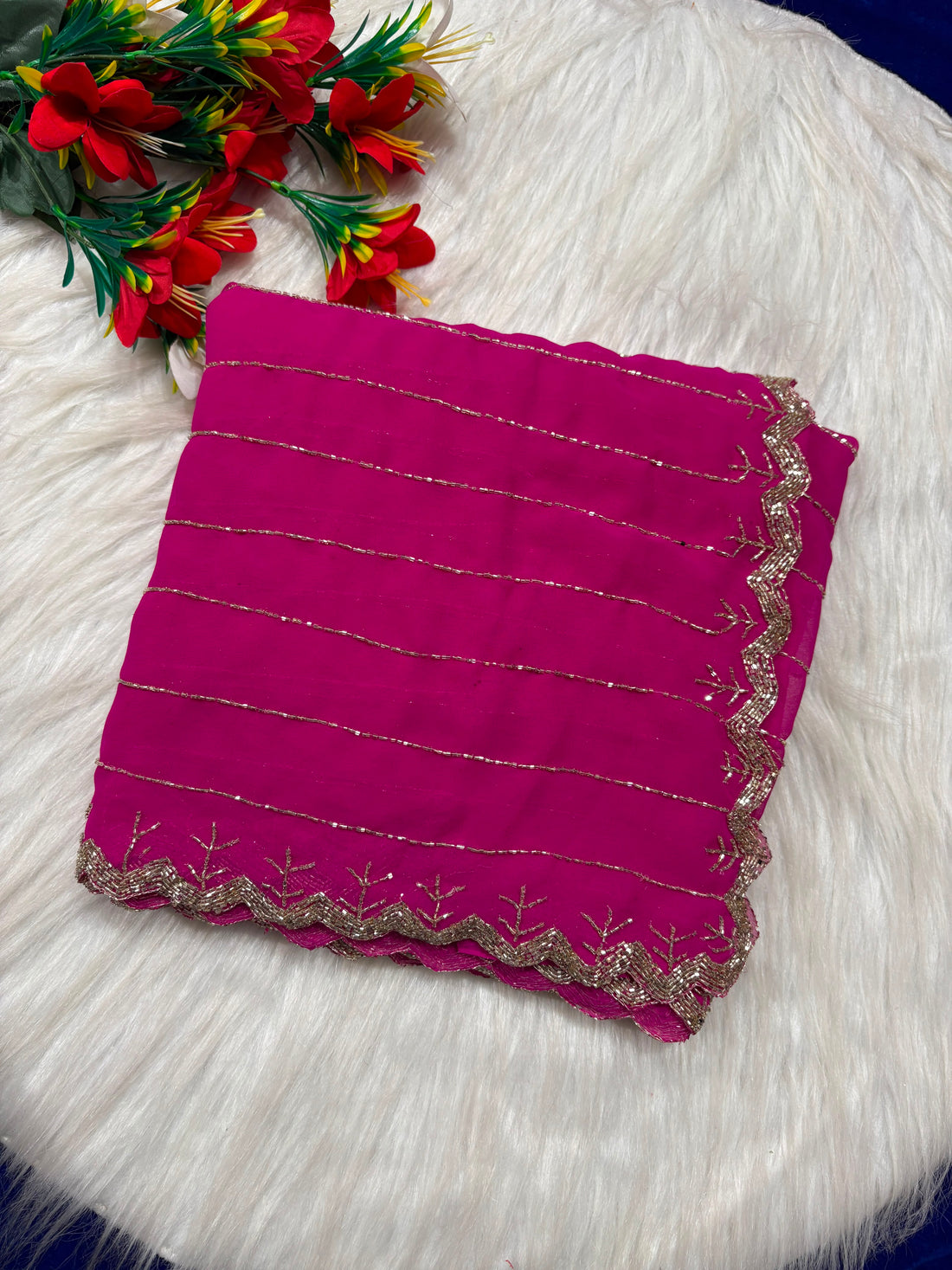Pure georgette kadhana work saree