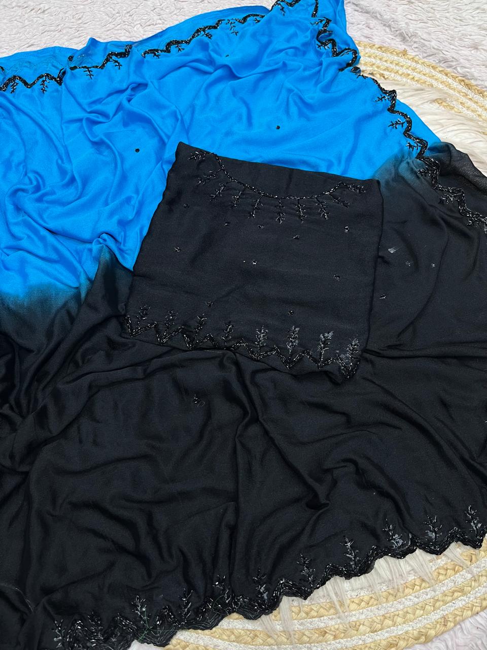 Dual shade Viscose chinnon saree