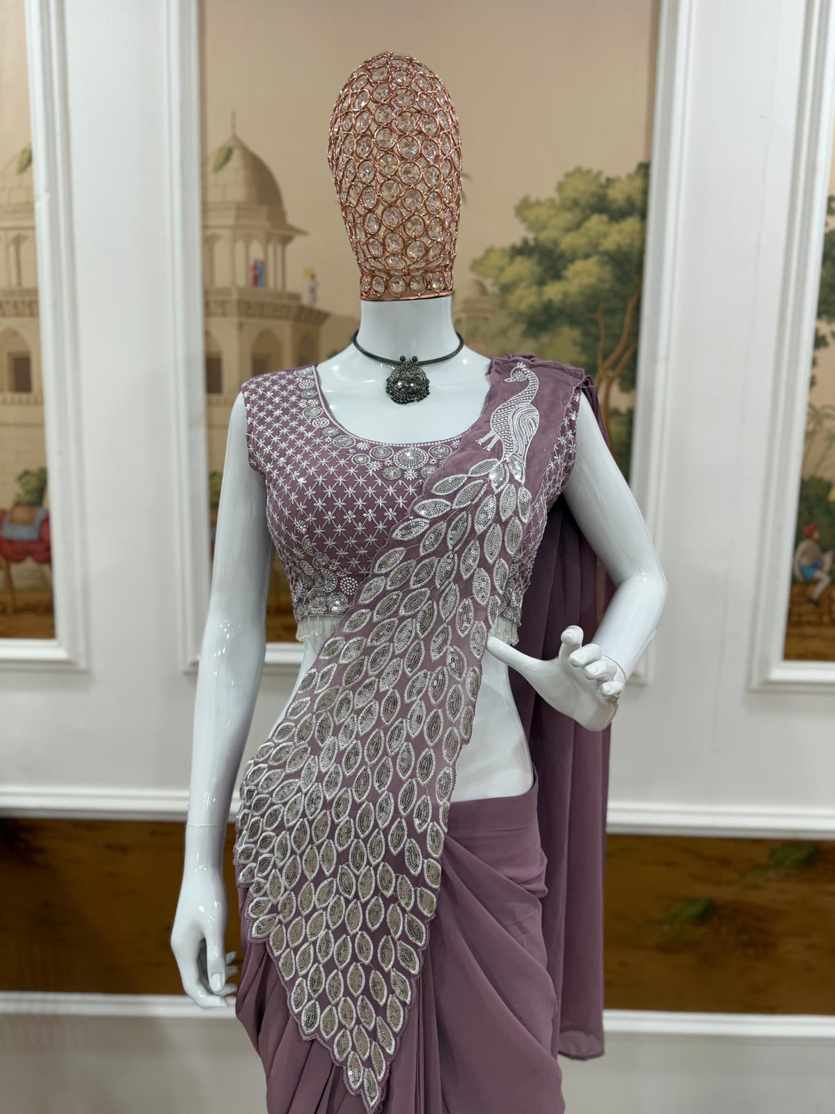 peacock design 1 min saree