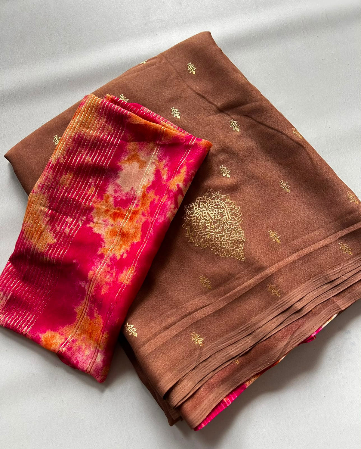 Moss shiffon foil print saree ✨