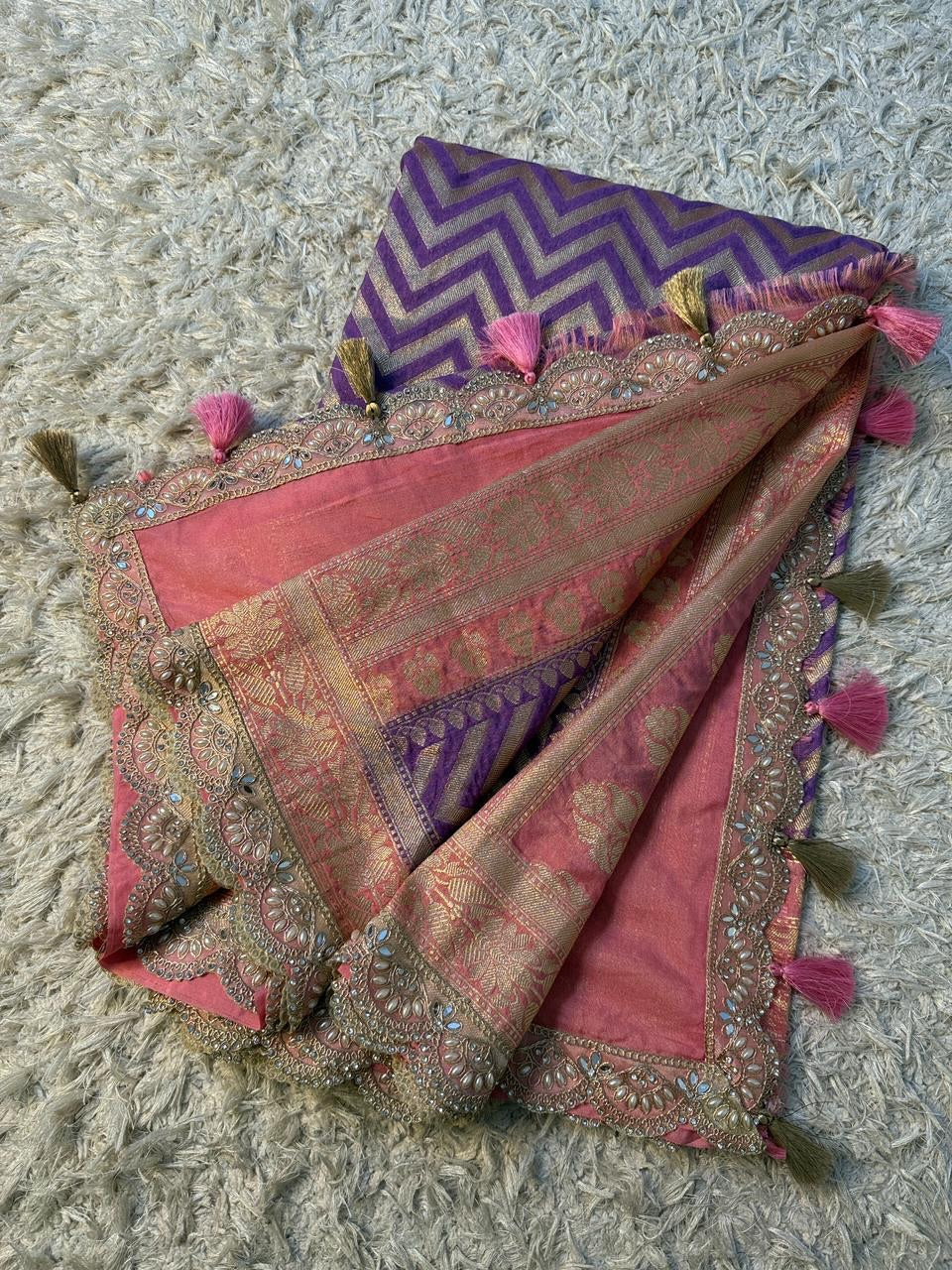 Benaresi khaddi georgette silk saree ✨