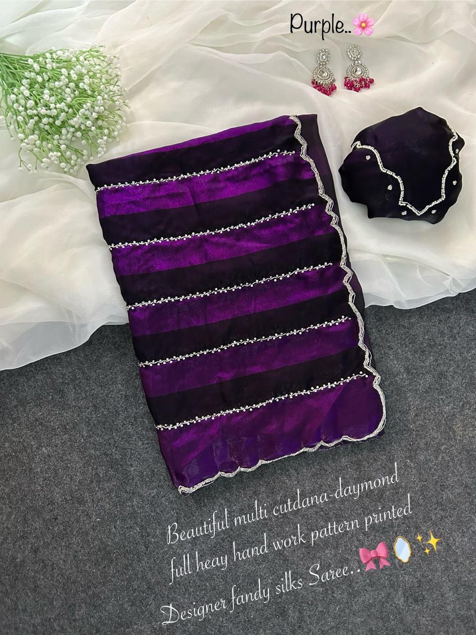 Fendy silk cutdana work saree