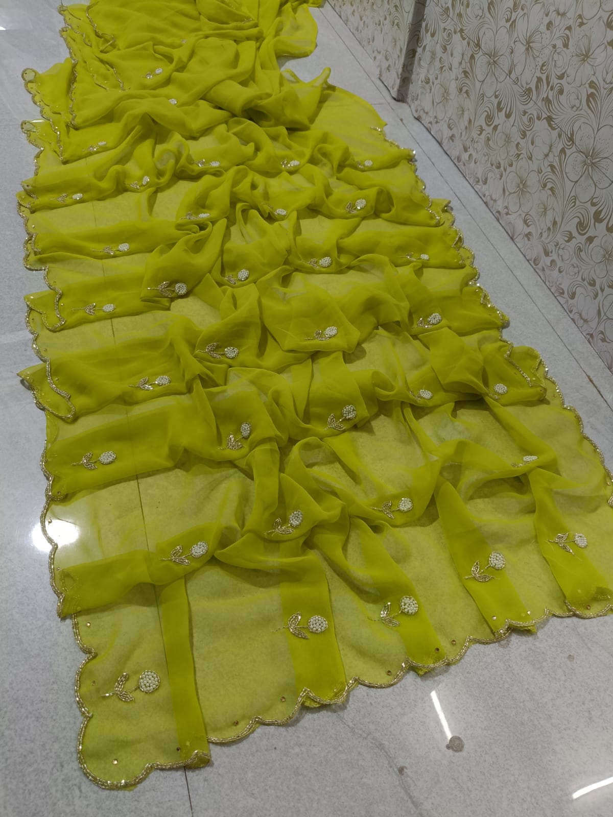 Royal georgette hand work saree✨