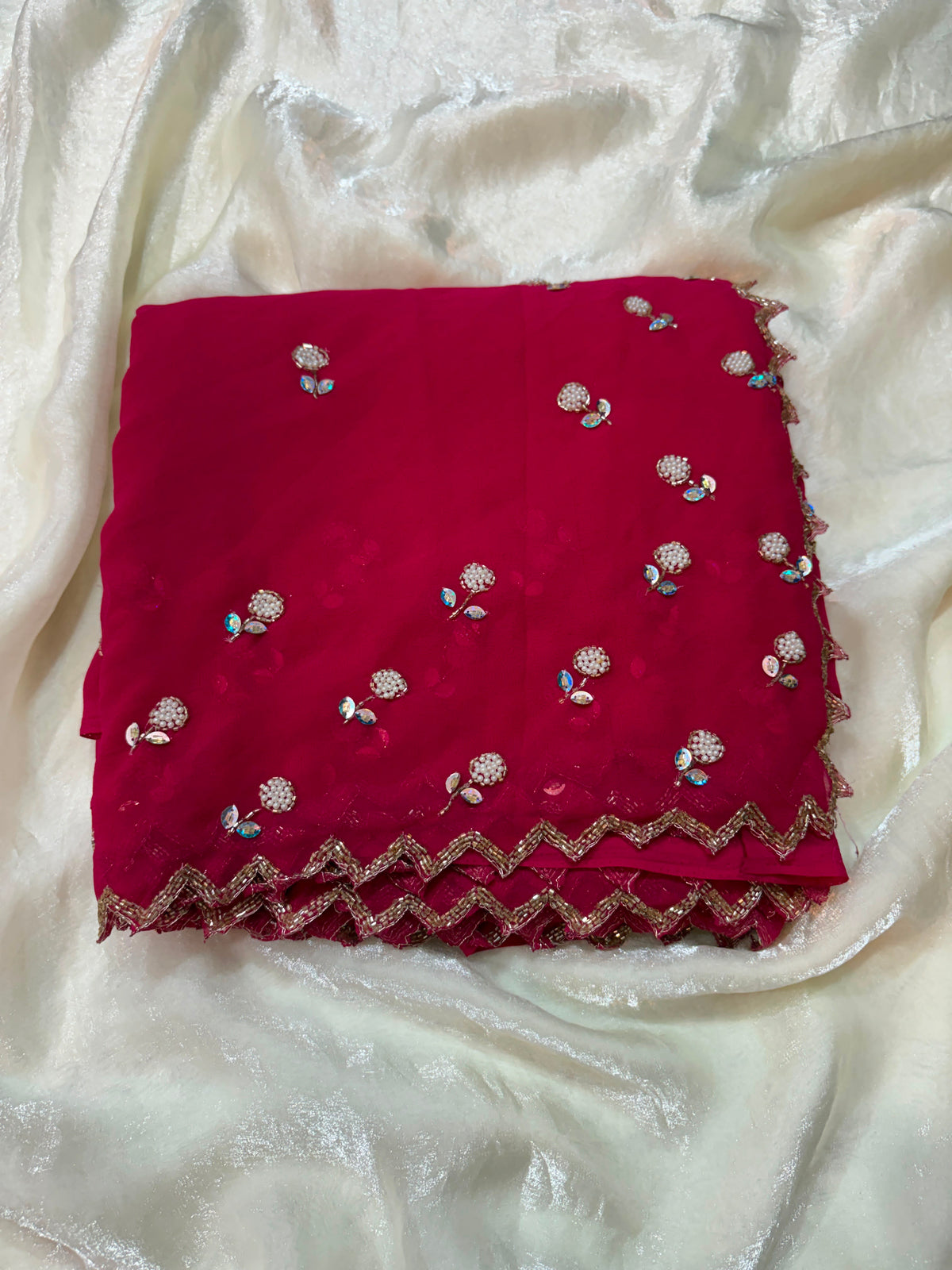 Georgette Gold beeds designer saree ✨