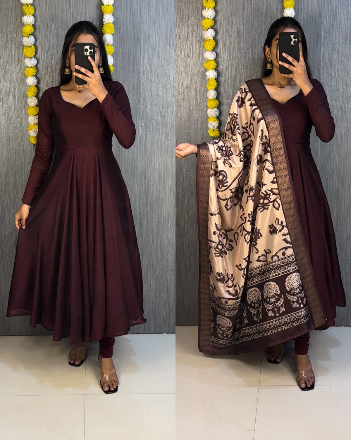 Vichitra silk anarkali set✨