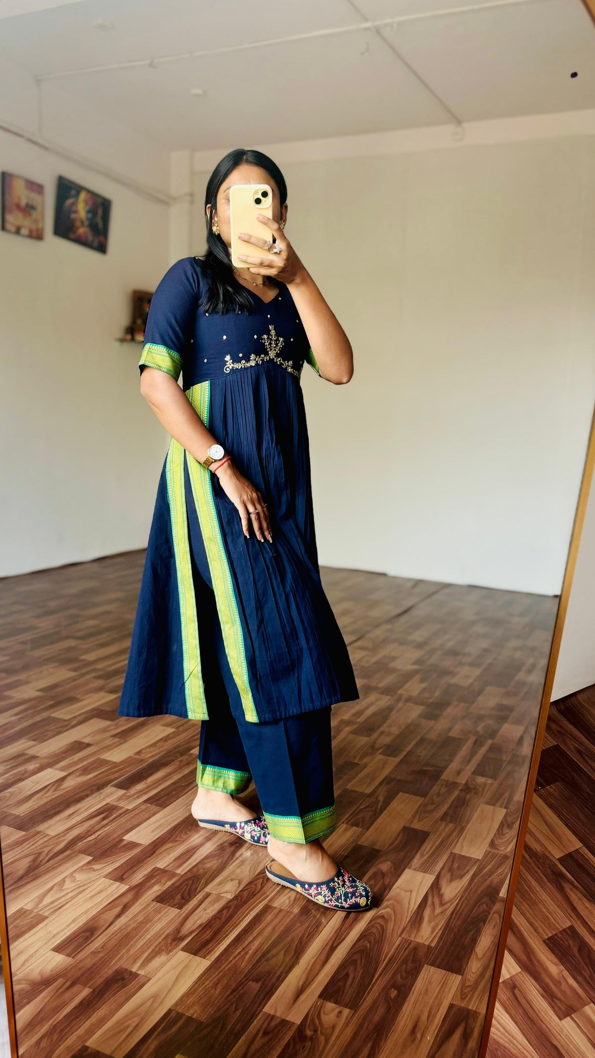 Mangalagiri handloom designer kurta-pant set