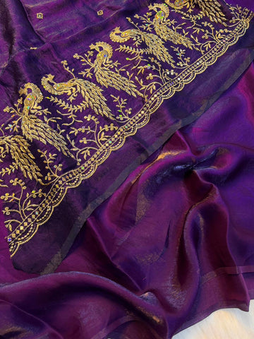Peacock Two tone heavy space silk sarees