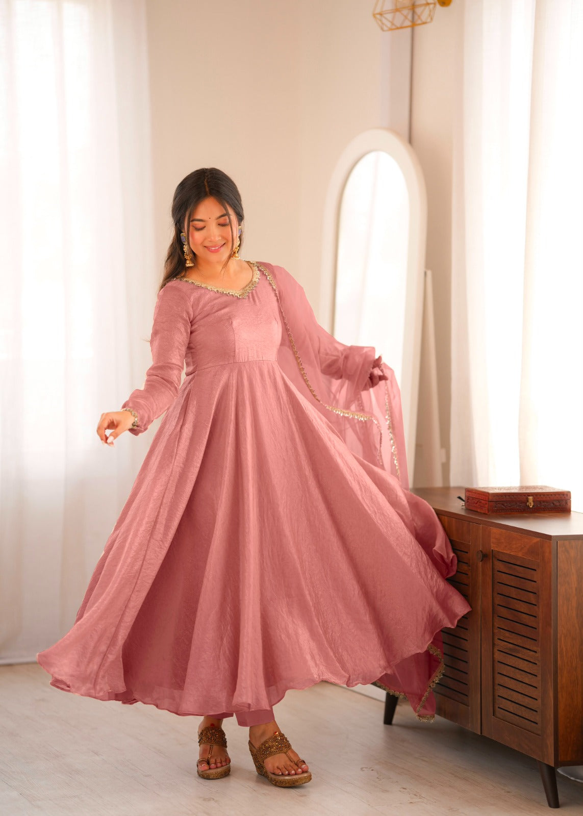 Crush mirror work anarkali suit ✨
