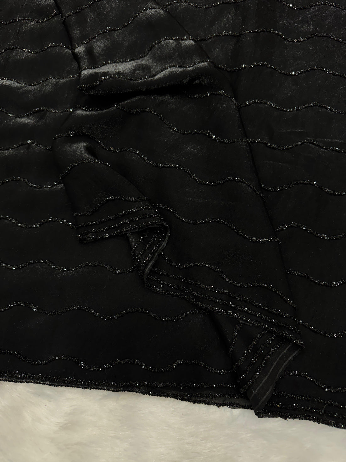 space silk handcrafted diamond work black saree