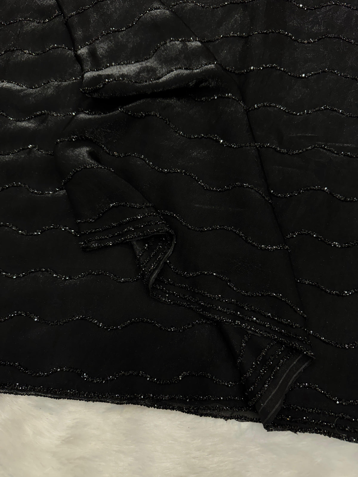 space silk handcrafted diamond work black saree