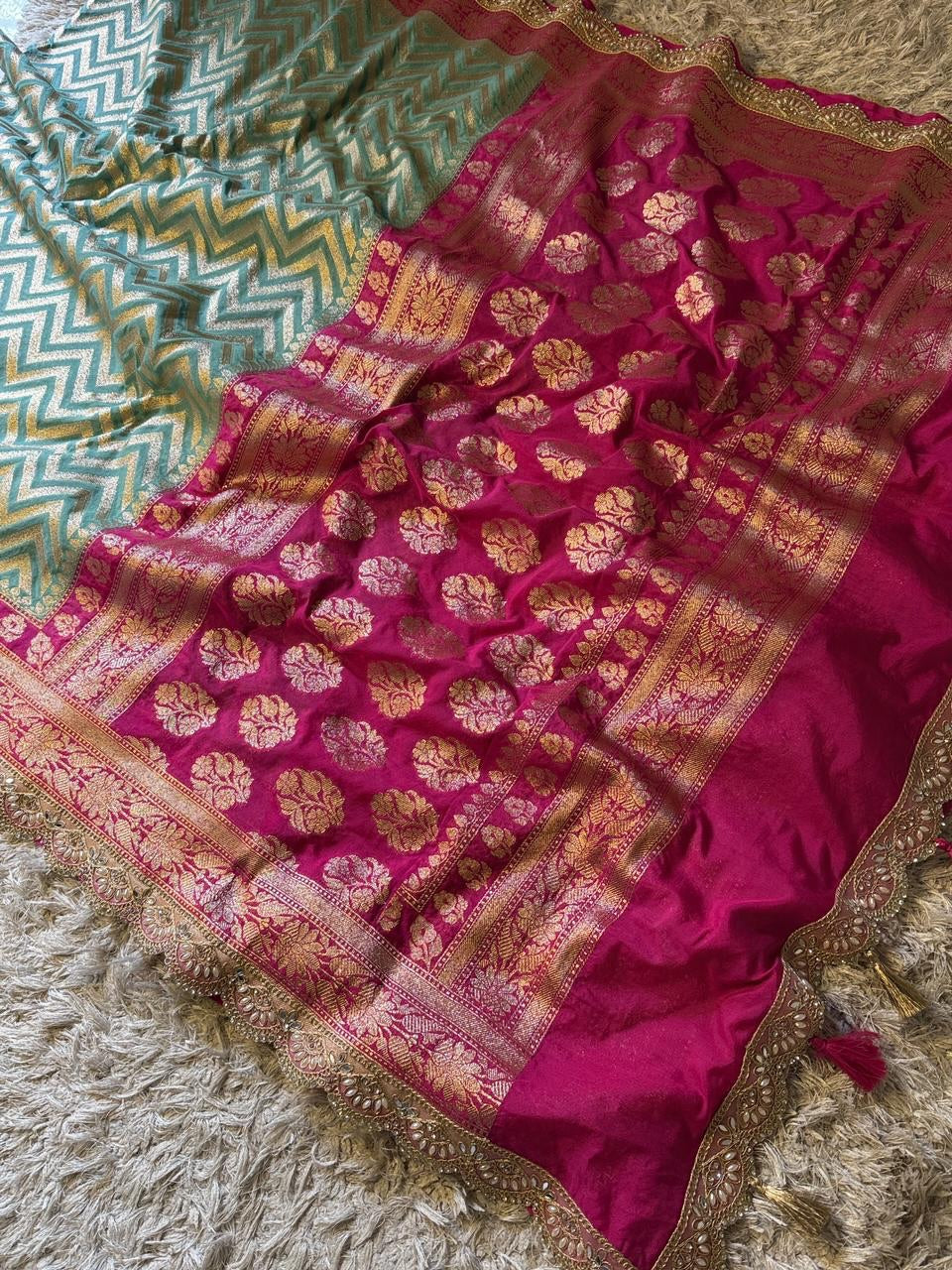 Benaresi khaddi georgette silk saree ✨