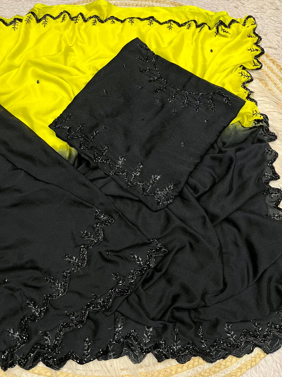 Dual shade Viscose chinnon saree