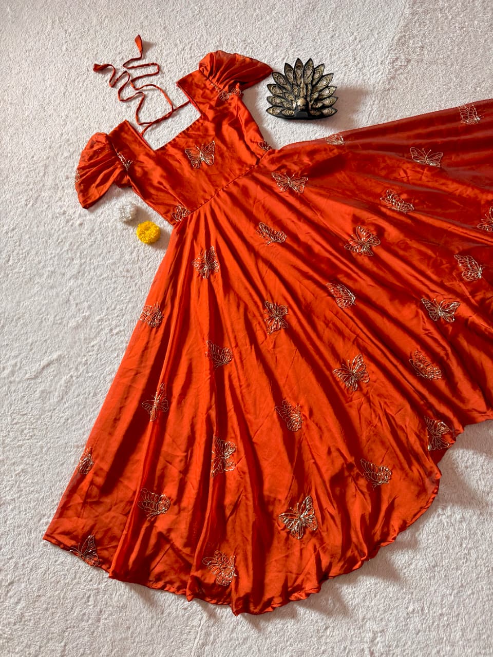 Butterfly rangoli silk frock ✨