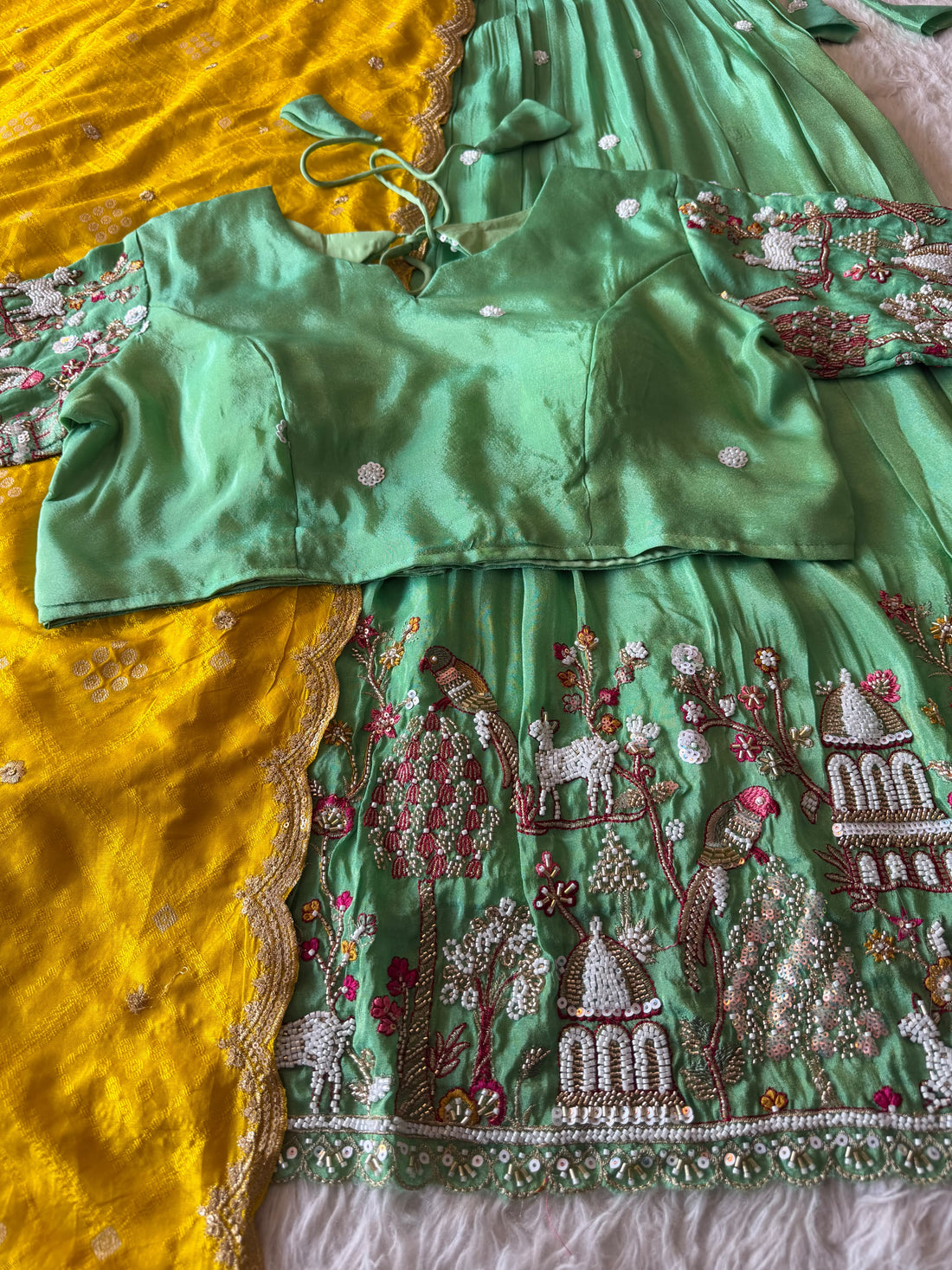 Viscose tissue fully stitched lehenga