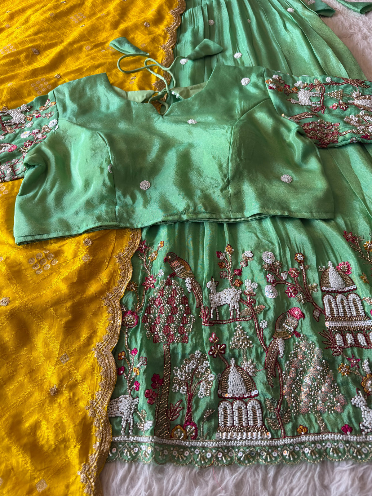 Viscose tissue fully stitched lehenga