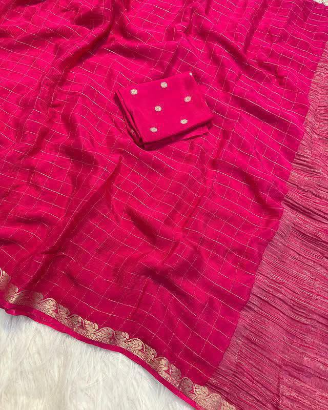 Viscose check saree✨
