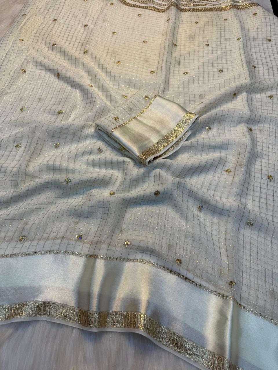 Viscose georgette sequence buties saree