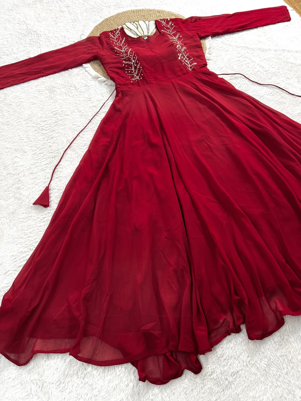 Blooming georgette maggam work gown