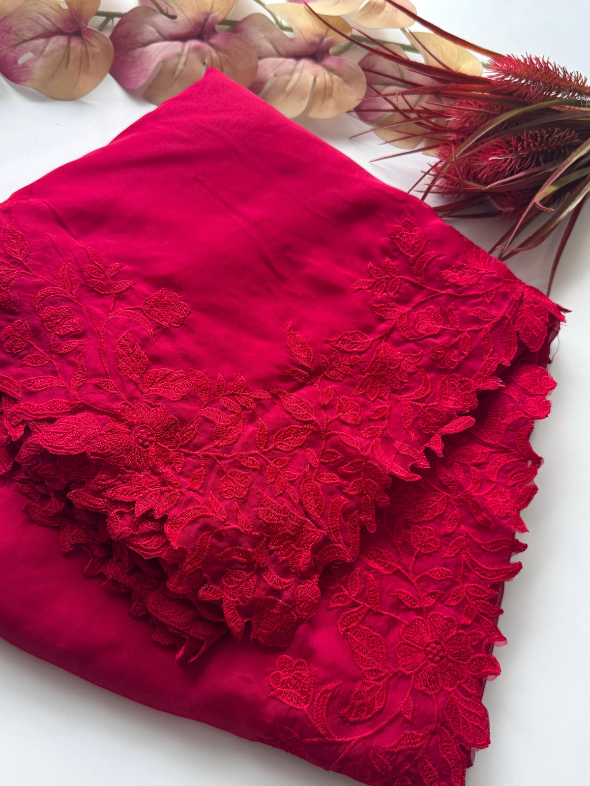 Soft organza scalp work saree