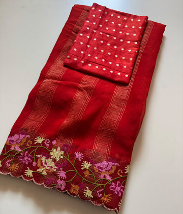 Floral cutwork designer saree ✨