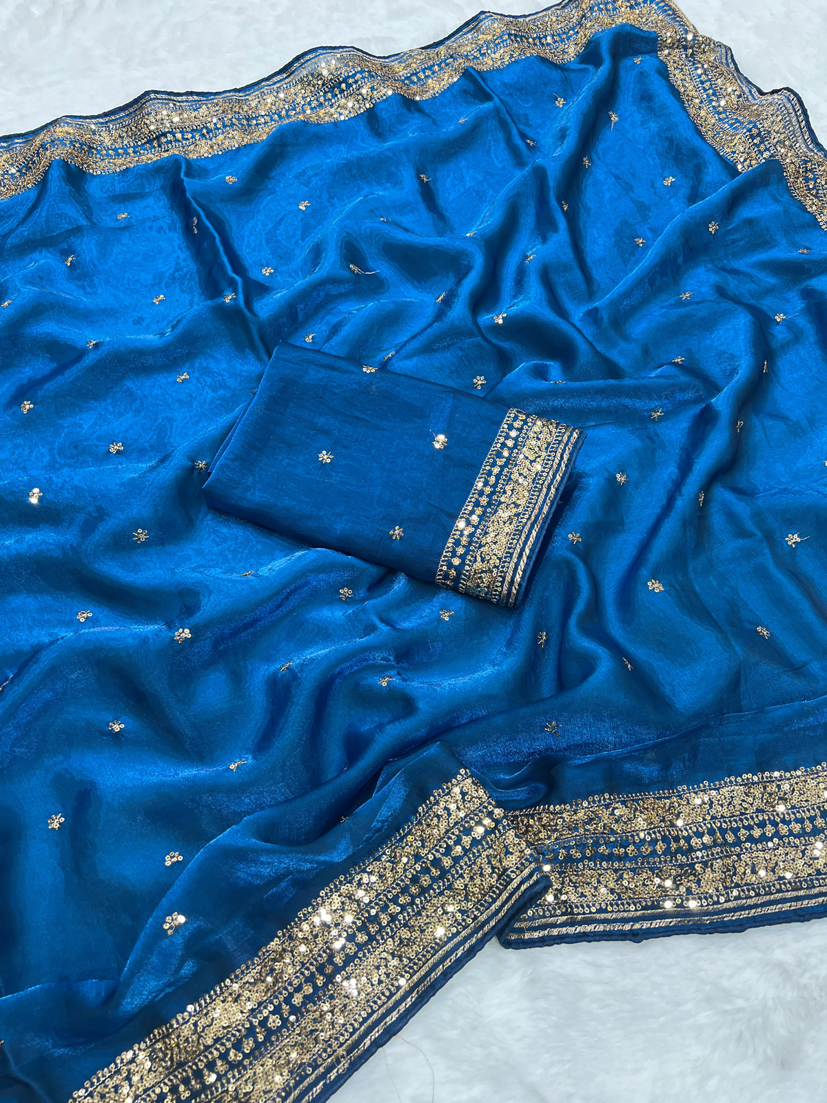Space silk sequence work C-pallu designer saree ✨