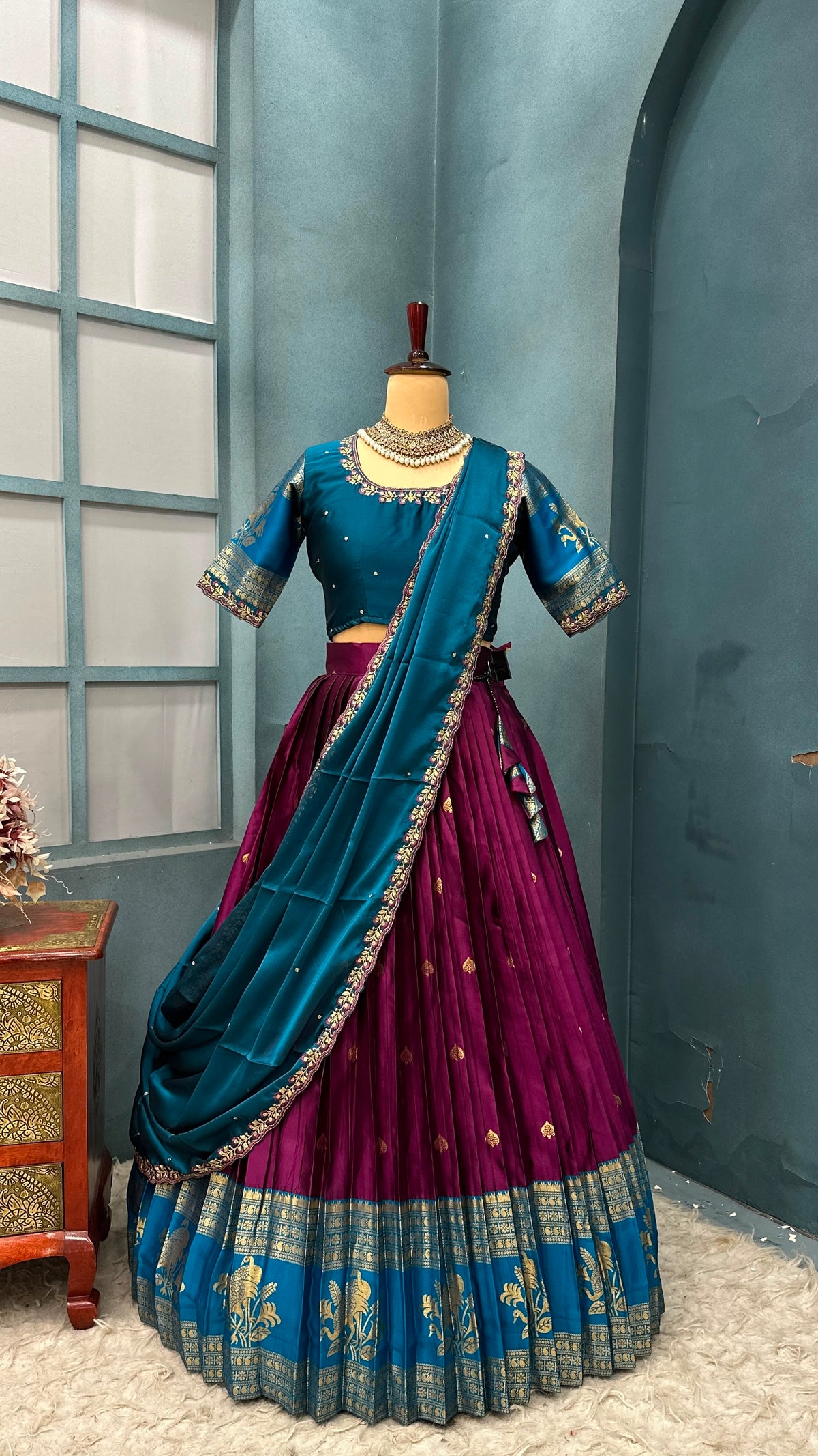 Full stiched Kanjivaram silk Lehenga