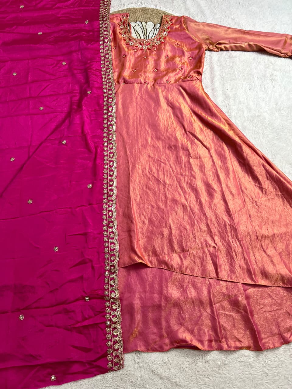 Soft tissue silk gown with duppata ✨