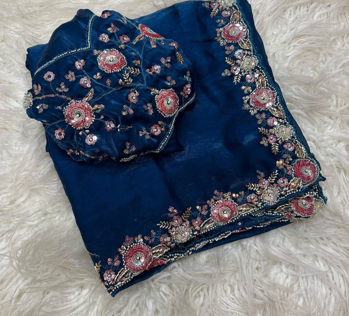 soft fancy Fandy silk sequins saree