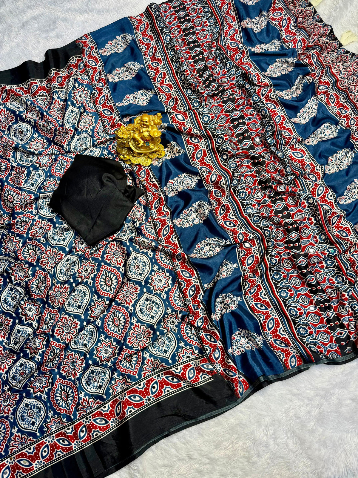 Ajarakh print soft crape silk sarees