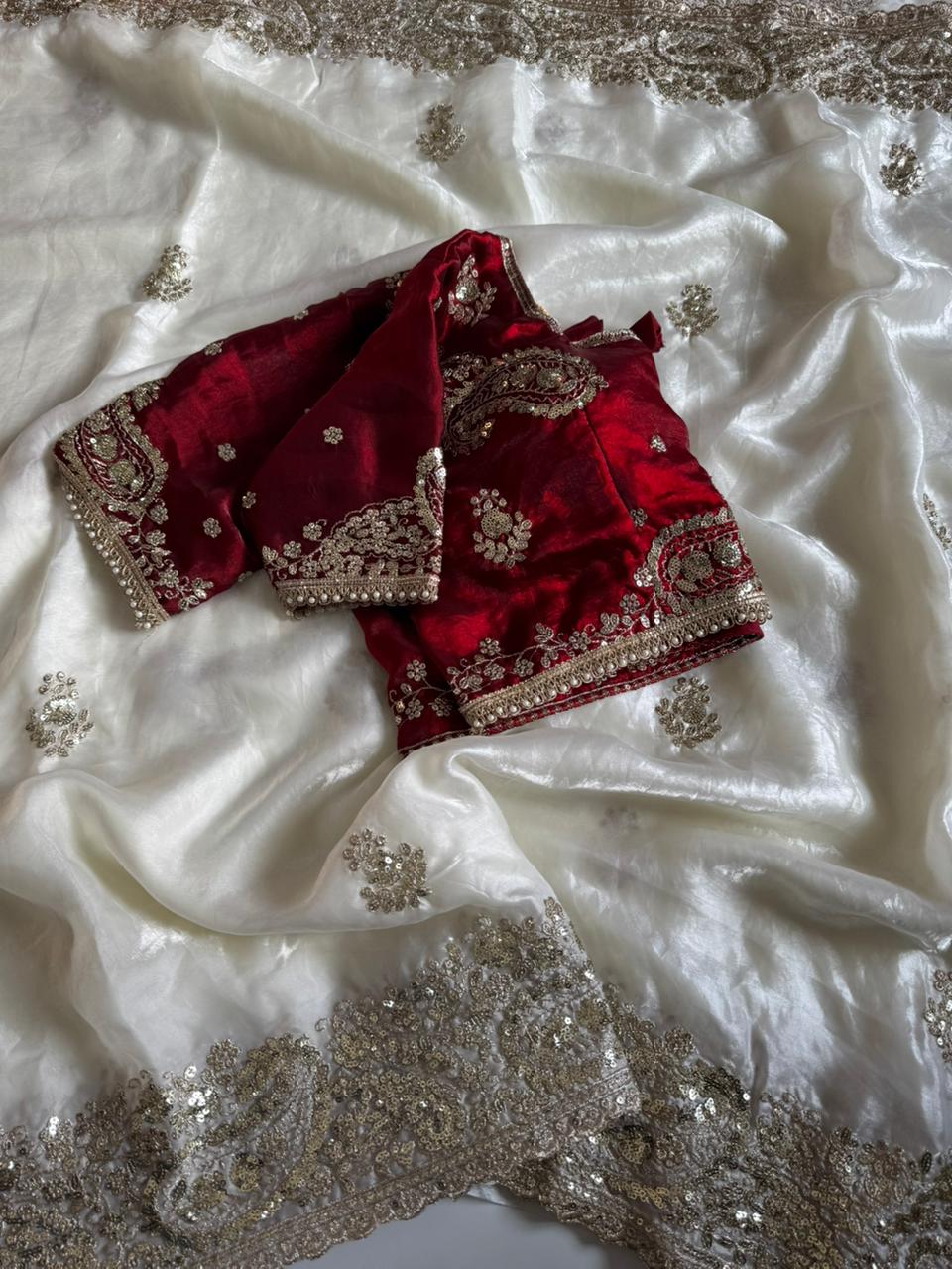 Designer fendy satin sequence embroidery saree
