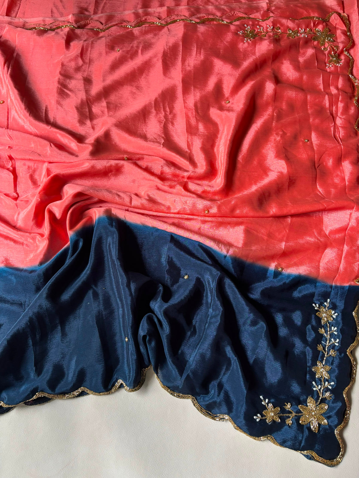Chinnon dual shade hand work saree ✨