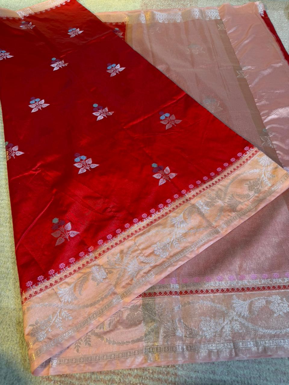 Banarasi Beautiful Premium Minakari Raw Mango Silk Soft Saree