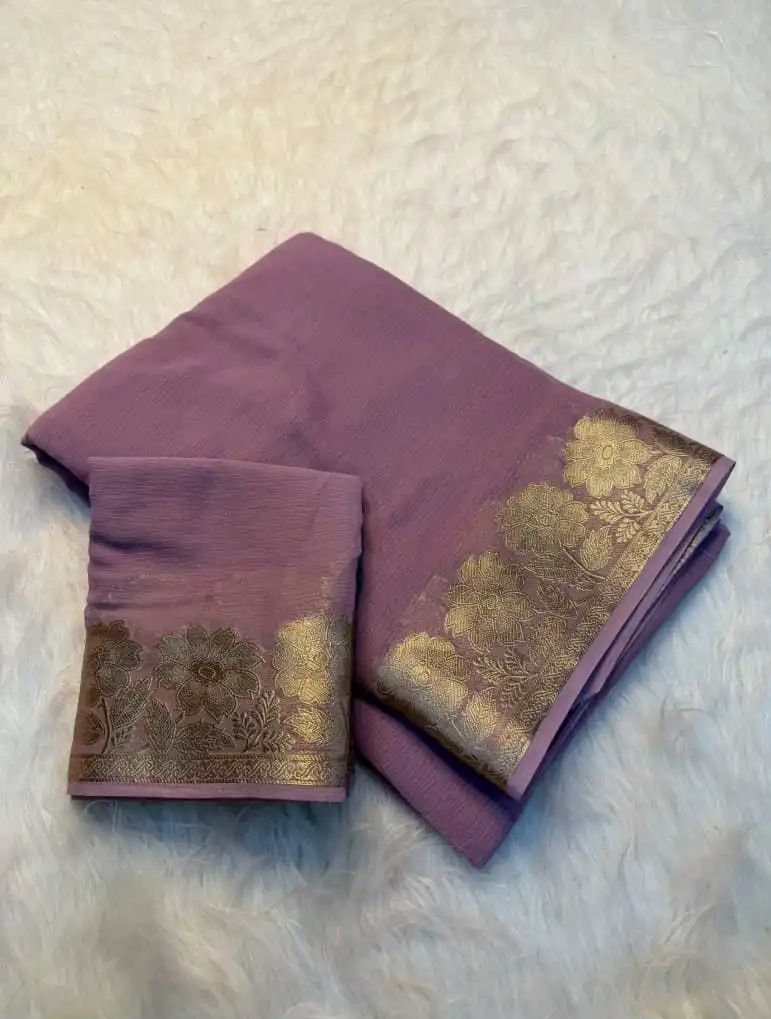 Viscose georgette flower 🌺 border saree ✨