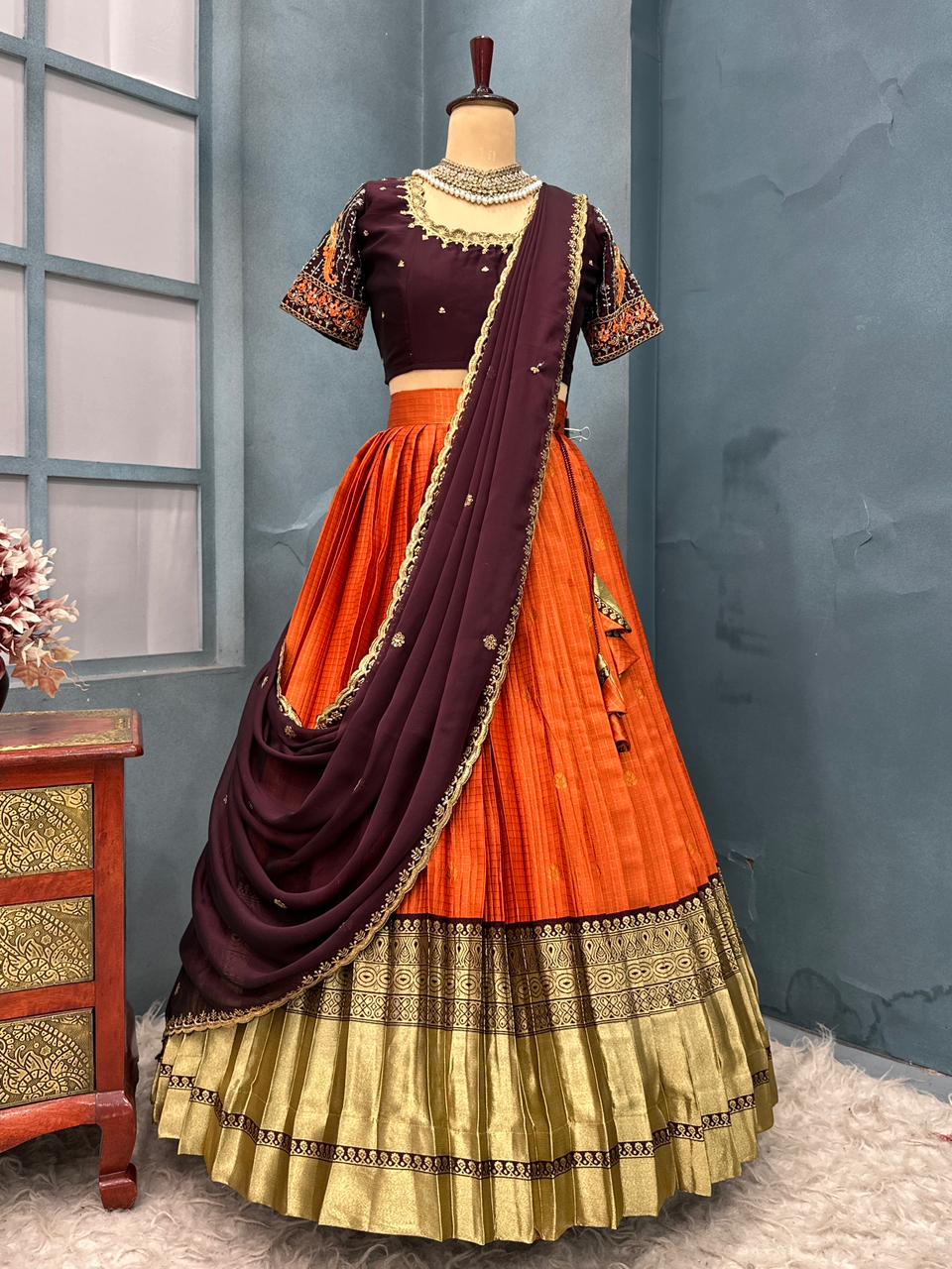 Pure kanjivaram silk lehenga