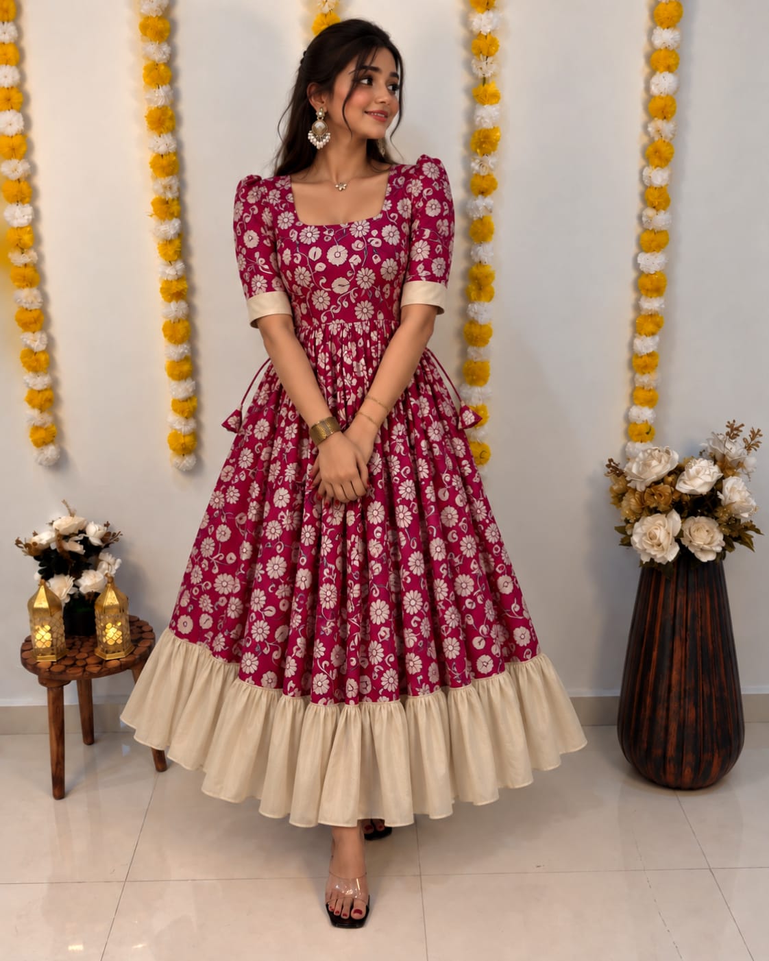 Kalamkari vichitra silk gown ✨