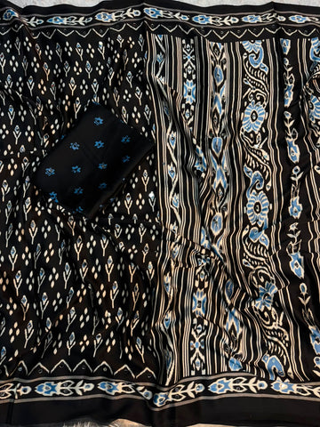 Modal silk mirror work saree ✨