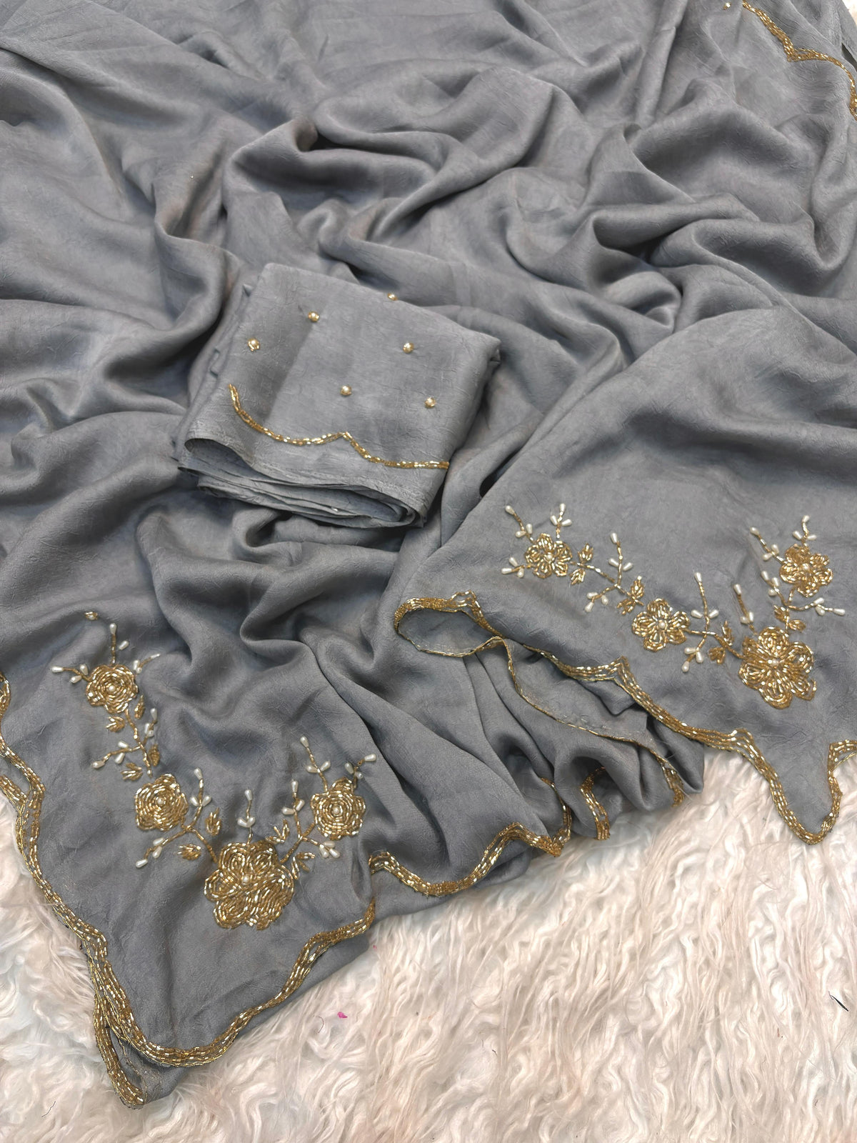 Premium rangoli crush silk designer saree ✨